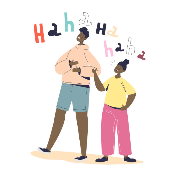 快乐的男孩和女孩笑着讲有趣的故事图片下载