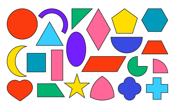 彩色黑色线几何形式图标集图片下载