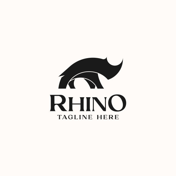 立体犀牛标志模板logo隔离在白色图片下载