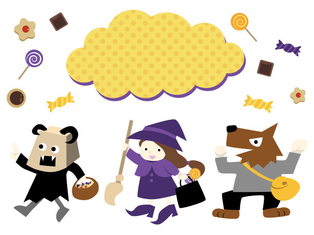 穿着万圣节服装行走的孩子们。图片下载