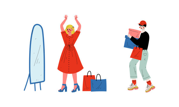 男人和女人拿着购物袋购物图片下载