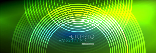 暗抽象背景与发光的霓虹灯圈图片下载