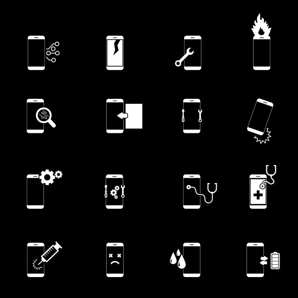 手机，智能手机维修图标设置。矢量图图片下载