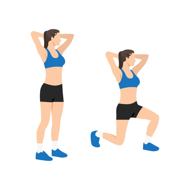 女子做交替的反向弓步运动图片下载