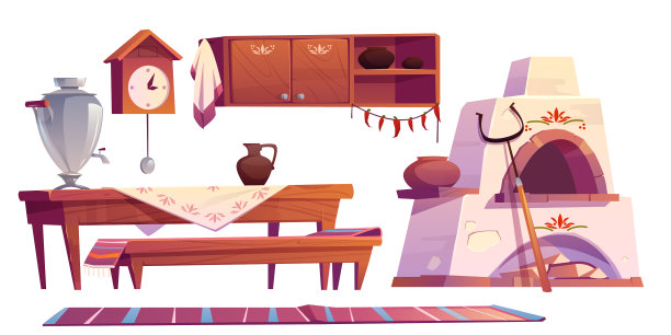 古老的俄罗斯室内厨房传统炉子图片下载