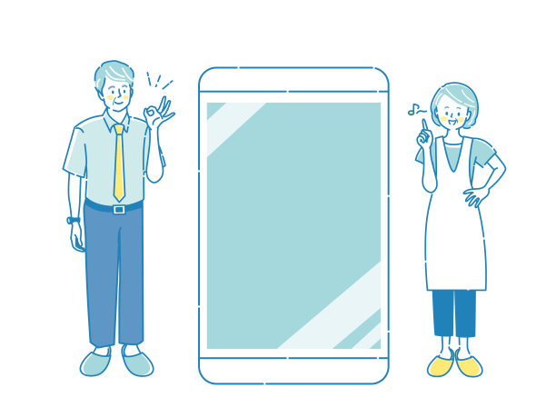 中年男女正在讨论如何使用智能手机图片下载