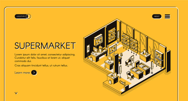 超市等距着陆，店内空无一人图片下载
