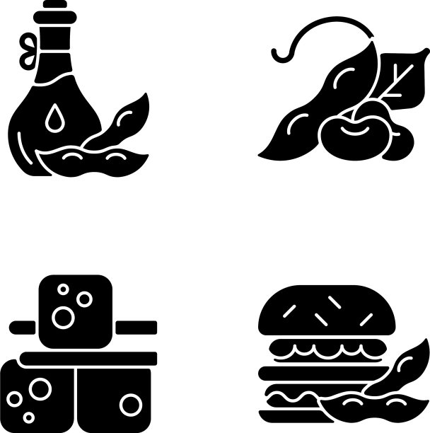 大豆烹饪黑色字形图标设置为白色图片下载