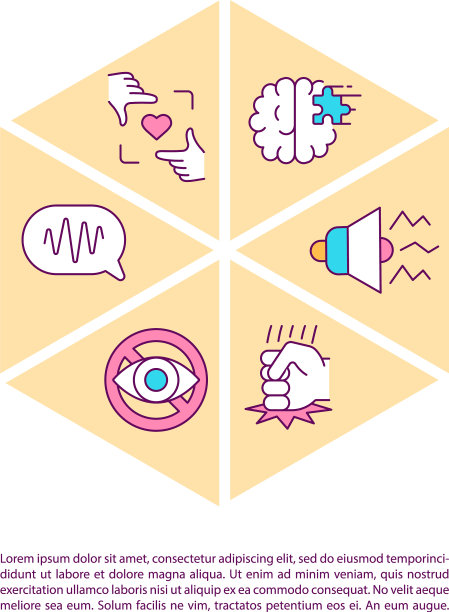 自闭症概念线图标与文本图片下载