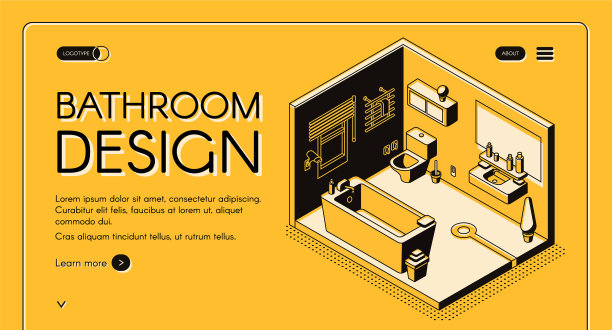 浴室设计等距网横幅图片下载