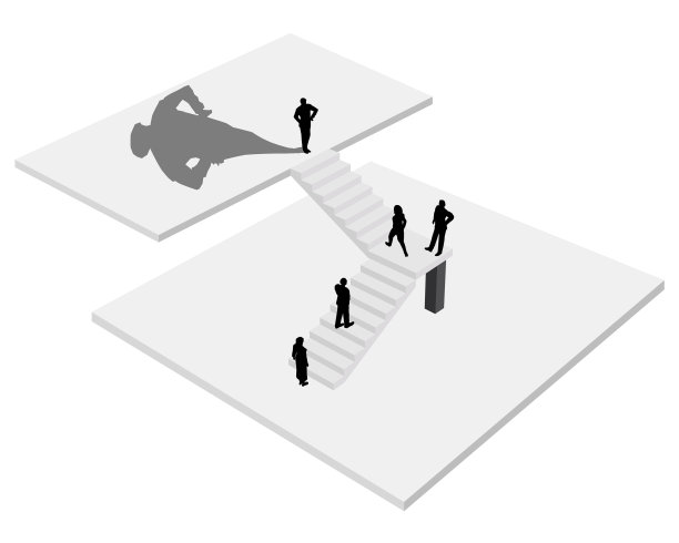 剪影:人们爬楼梯去找老板图片下载