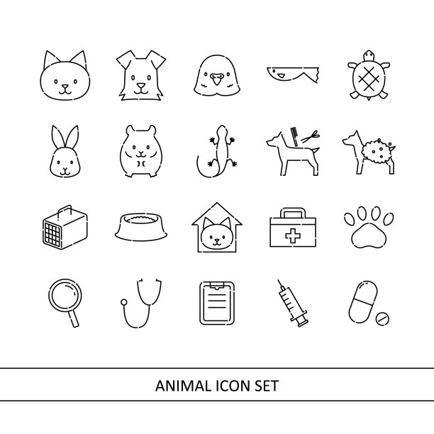 动物插图图标集(白色背景，矢量，剪切)图片下载