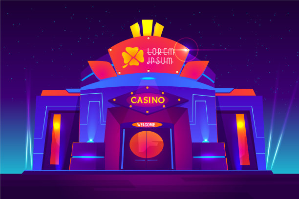 赌场夜晚的外部霓虹灯图片下载