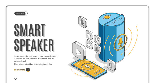 智能扬声器降落在复古的彩色背景图片下载
