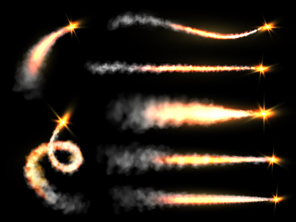 火箭的烟雾喷射机拖着炽热的雾霭图片下载