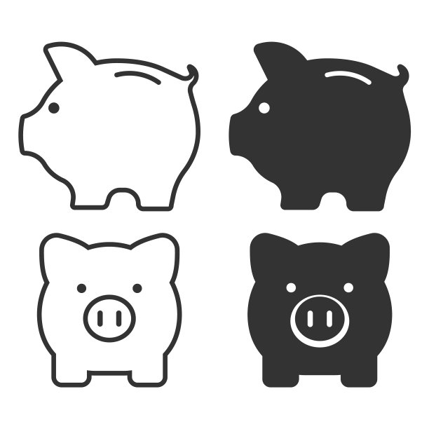 集小猪储蓄罐图标钱节省经济图片下载