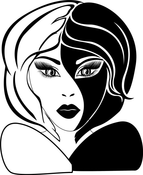 神秘的女人，短发，深色嘴唇图片下载