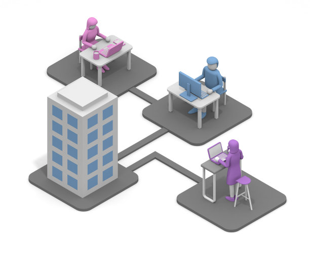 在网络环境中工作。居家办公一种新的工作方式。使用云计算。图片下载