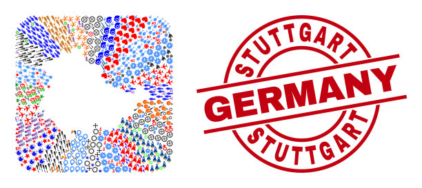 德国斯图加特邮票和图林根州地图图片下载