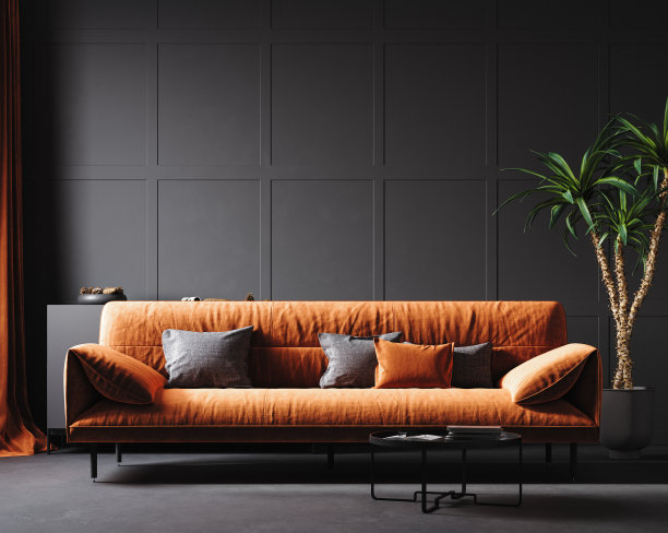 深色的室内装饰和复古的家具图片下载