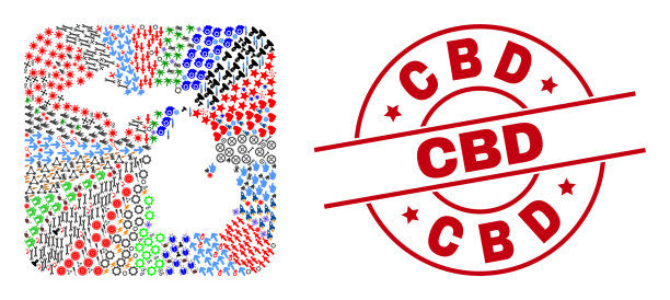 CBD邮票和密歇根州地图倒置马赛克图片下载