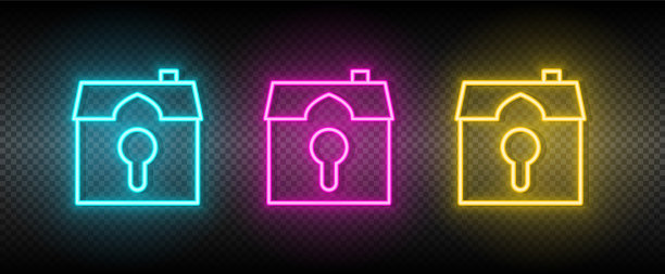 房地产房子钥匙霓虹灯图片下载