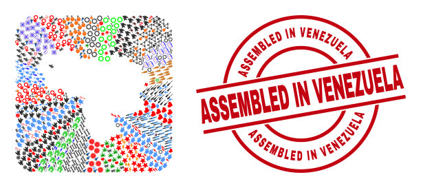 组装在委内瑞拉邮票和委内瑞拉地图图片下载
