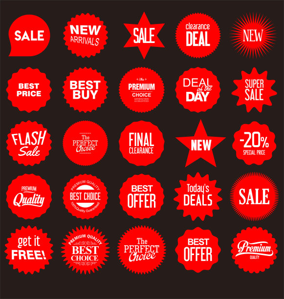 收集不同形状的贴纸，价格标签图标图片下载