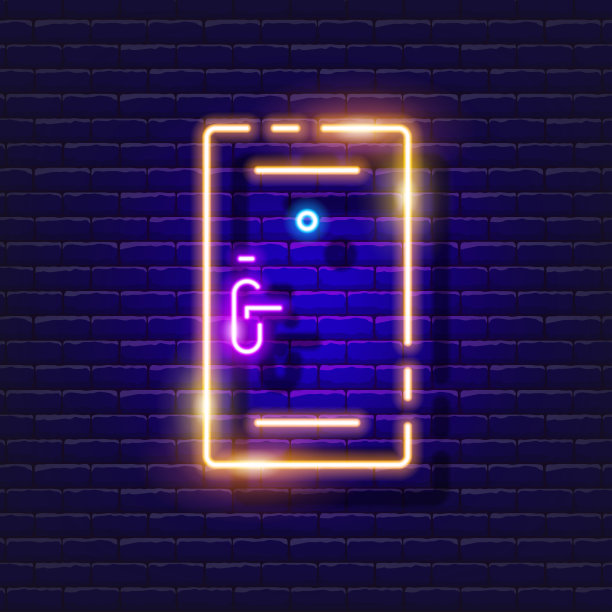 入口的霓虹灯图标。矢量插图设计。门的迹象。施工工具的概念。图片下载