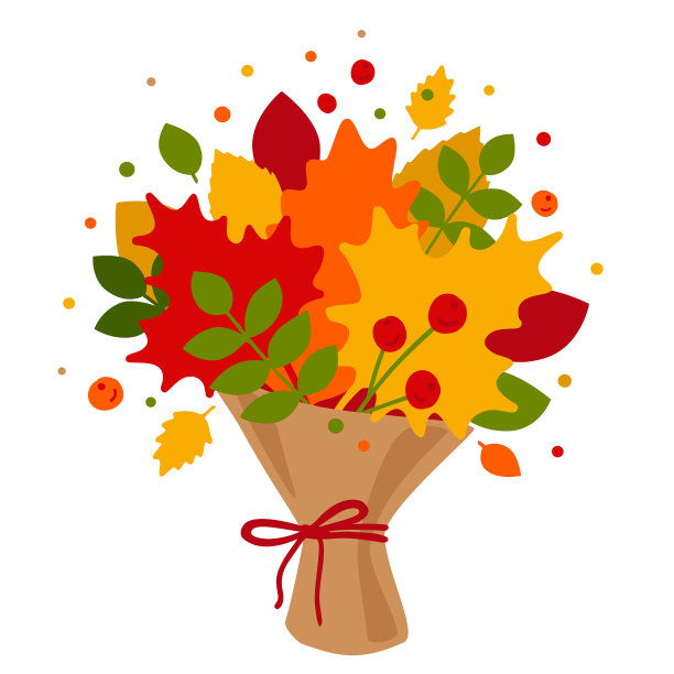 五彩缤纷的秋叶和浆果的美丽花束。用装饰秋天的枫叶捆扎。扁平的卡通插图孤立在一个白色的背景。手绘矢量插图。图片下载