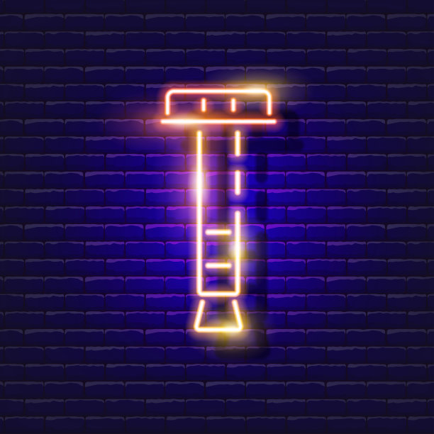 锚栓霓虹灯图标。矢量插图设计。修理工具发光的标志。施工工具的概念。图片下载