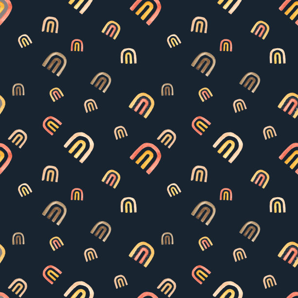 无缝彩虹可爱图案。水彩手绘波西米亚彩虹米色背景。理想的印刷织物，设计师包装和封面艺术。孤立在白色的。图片下载