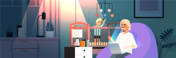 忙碌的父亲，自由职业者，在家工作使用图片下载