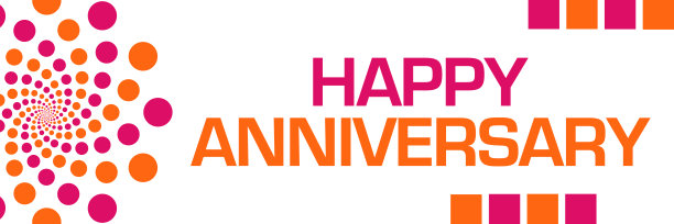 周年快乐，粉红橙点横线图片下载
