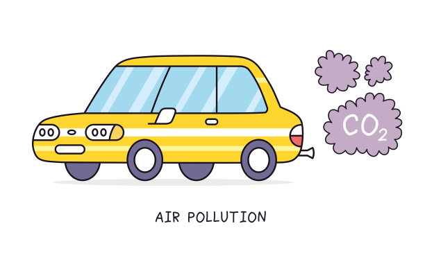 汽车有尾气，空气污染问题。图片下载