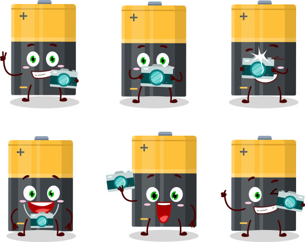 摄影师专业与动力电池卡通图片下载