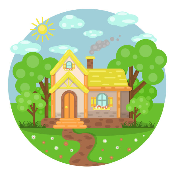 乡村别墅夏季景观图片下载