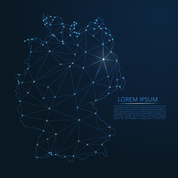 德国通信网络地图低聚图像图片下载