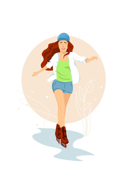 穿着旱冰鞋的漂亮女孩。矢量插图上的白色背景。体育的概念。溜冰者图片下载