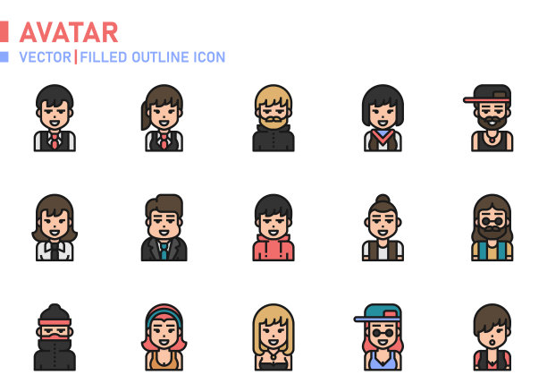 头像填充轮廓图标图片下载