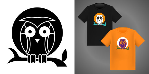 怪异的万圣节t恤设计元素。图片下载