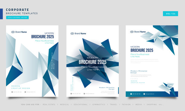 宣传册设计。企业商业三角形模板小册子，报告，目录，杂志。宣传册的布局图片下载