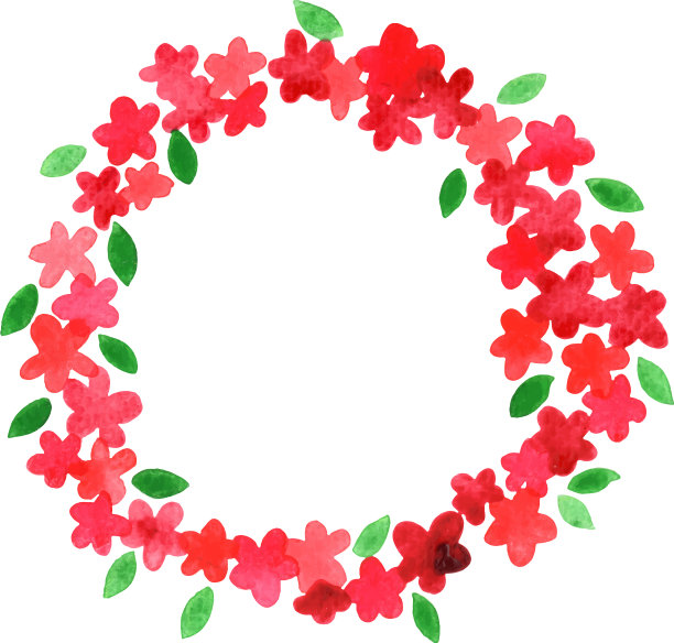 红花花环水彩情人节图片下载
