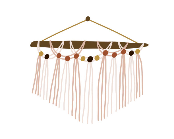 墙上的流苏挂在木棒上时髦编织图片下载