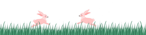 兔子在绿茵茵的草地上长旗过节图片下载