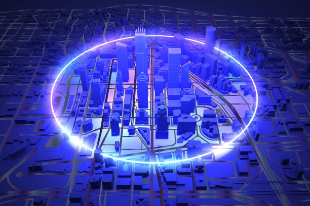 霓虹灯环绕着黑暗的城市图片下载