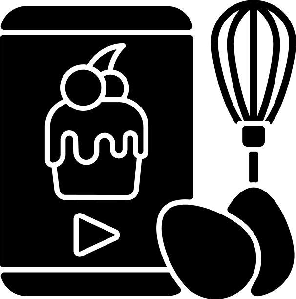 烹饪视频黑色符号图标图片下载