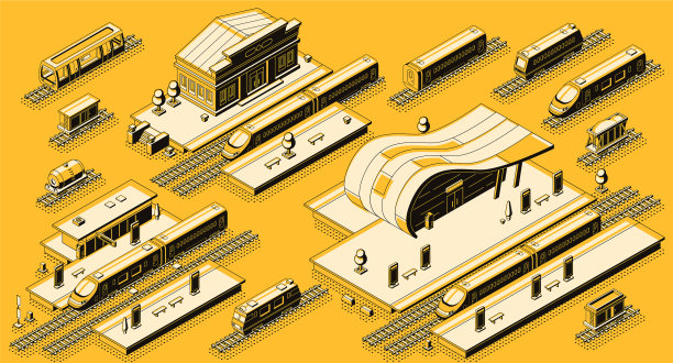 火车站有机车等距设置图片下载