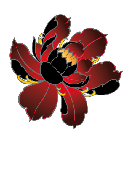 黑红色莲花形象图片下载