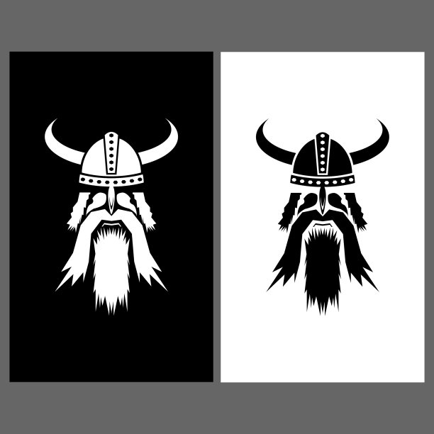 维京人的剪影图标孤立在白色的黑色图片下载